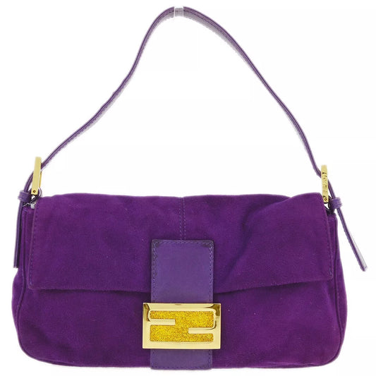 Fendi Purple Suede Baguette Handbag