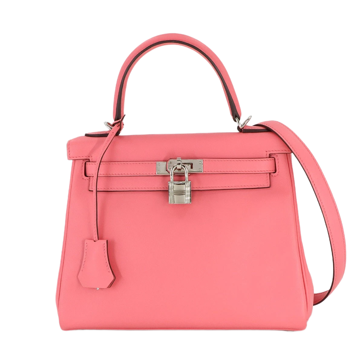 HERMES Kelly 25 2way Hand Shoulder Bag Swift Leather Rose Dete Pink