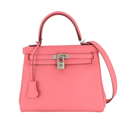 HERMES Kelly 25 2way Hand Shoulder Bag Swift Leather Rose Dete Pink
