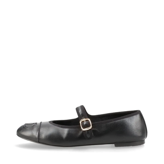 Chanel Coco Mark Matelasse 24S Leather Pumps 38 Ladies' Black Strap Mary