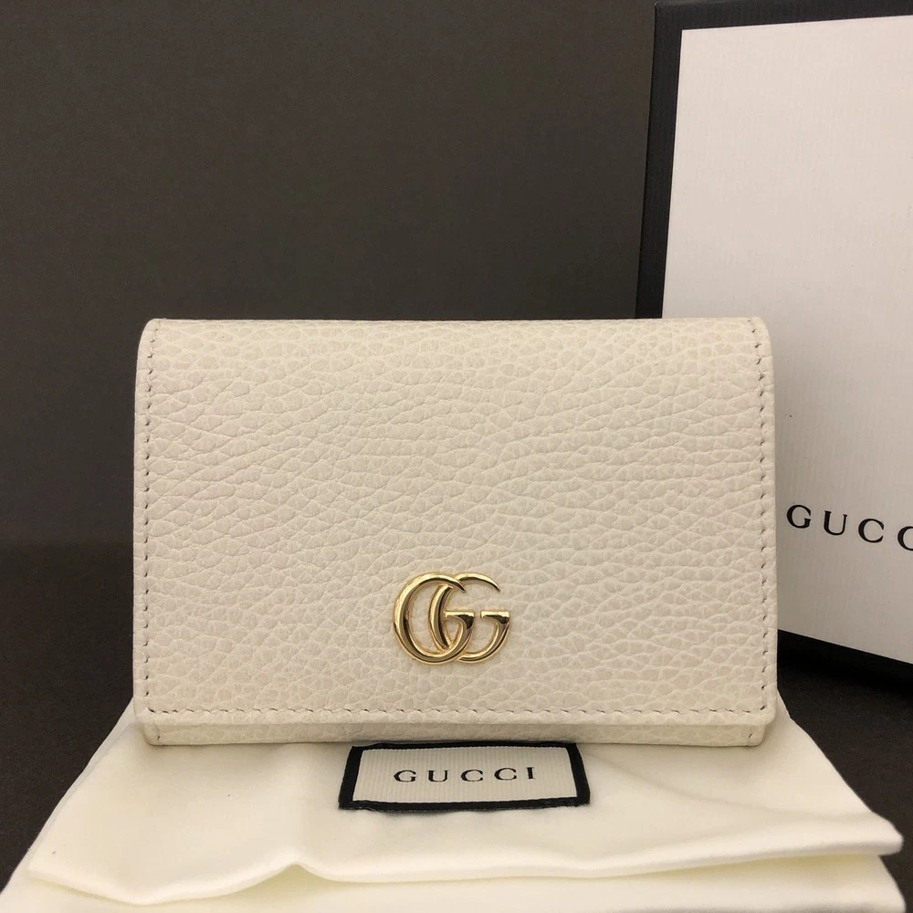 Gucci GG Marmont Leather Card Case in White