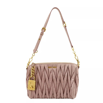 MIU MIU Logo Leather Matelasse Chain Shoulder Bag