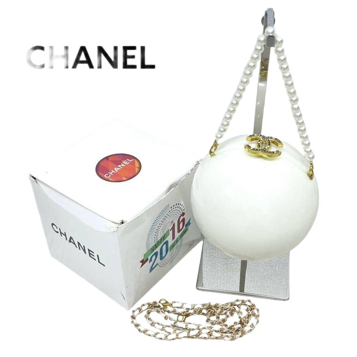 CHANEL VIP Limited Coco Mark Rhinestone 2-Way Chain Shoulder Pearl Hand Bag