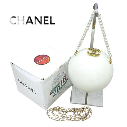CHANEL VIP Limited Coco Mark Rhinestone 2-Way Chain Shoulder Pearl Hand Bag