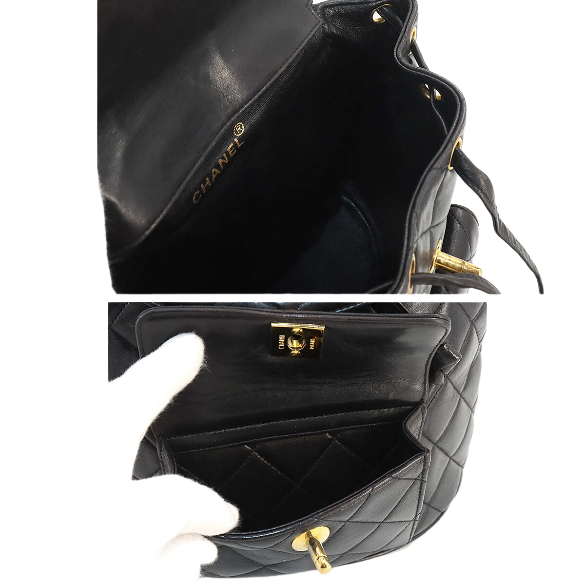 CHANEL Matelasse Chain Backpack Leather Black duma Purse Vintage