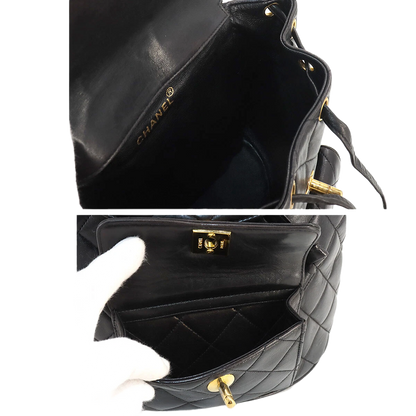 CHANEL Matelasse Chain Backpack Leather Black duma Purse Vintage