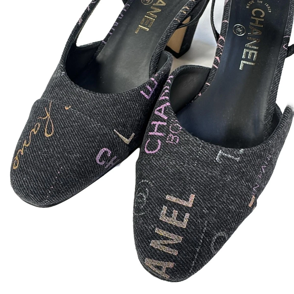 CHANEL Dark Gray Multi Denim Women's Sandals