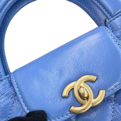 CHANEL Matelasse Mini Shopping Bag 2-Way Bag Size Mini Shiny Calf Leather Light Blue