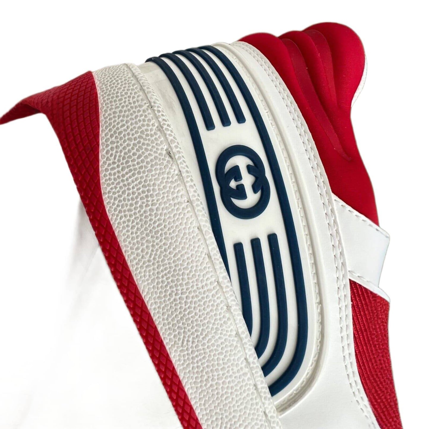 Gucci Men's Basket Sneakers Low Top Lace Up Red White Blue
