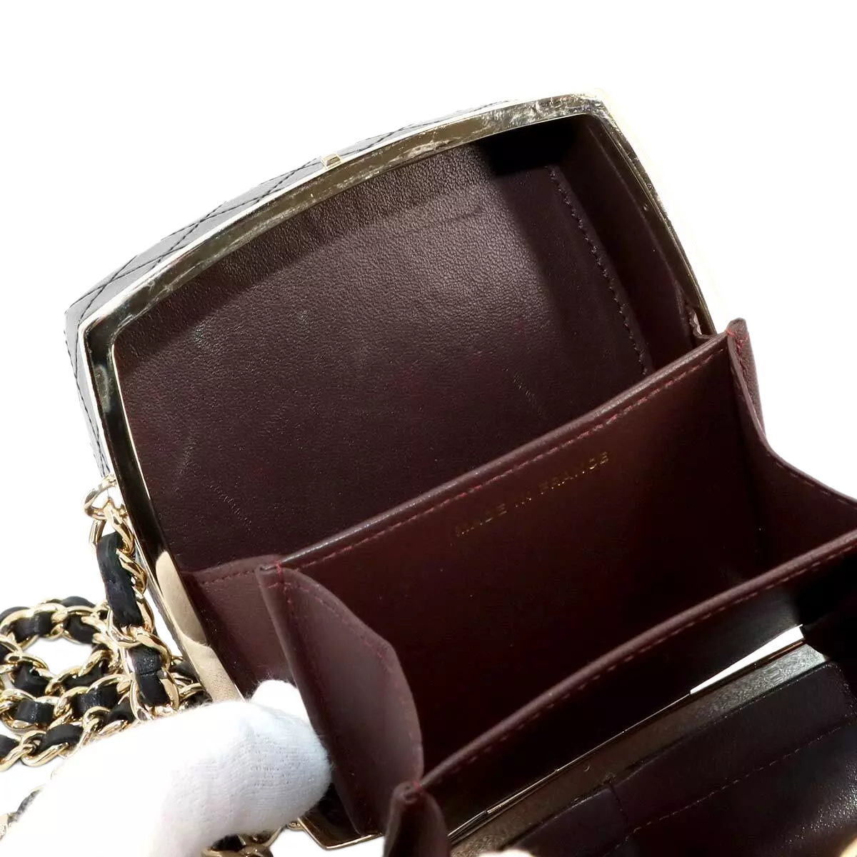 CHANEL Matelasse Chain Clutch Shoulder Bag Leather Black