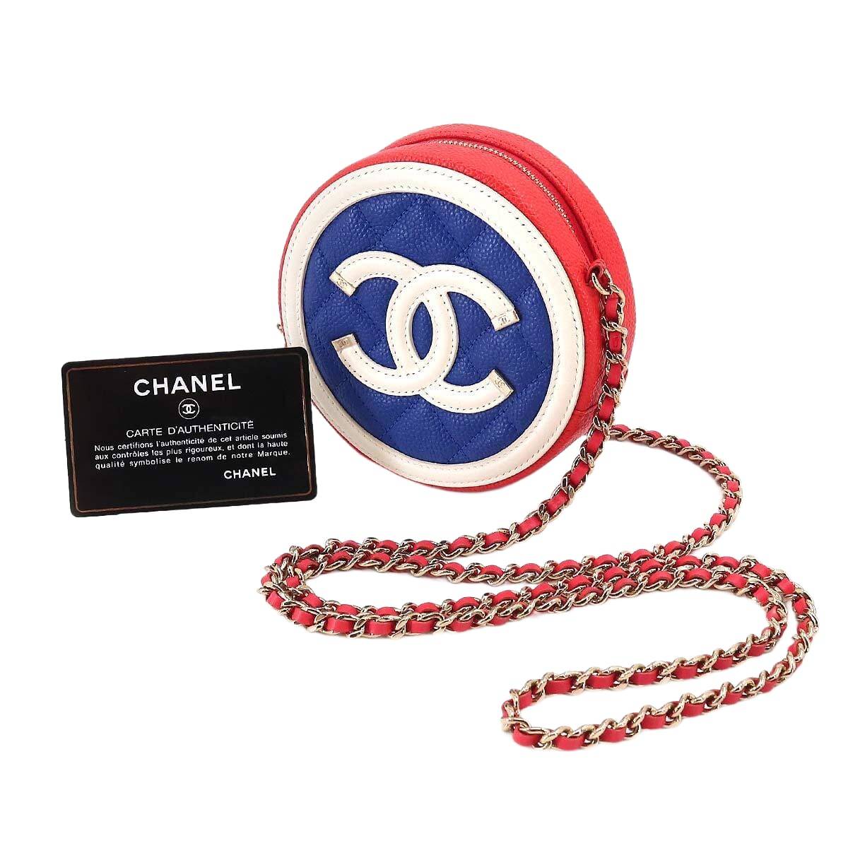 CHANEL CC Filigree Chain Shoulder Bag Caviar Skin leather