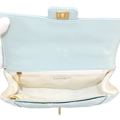 CHANEL Matelasse Wild Stitch Hand Bag Leather Light Blue