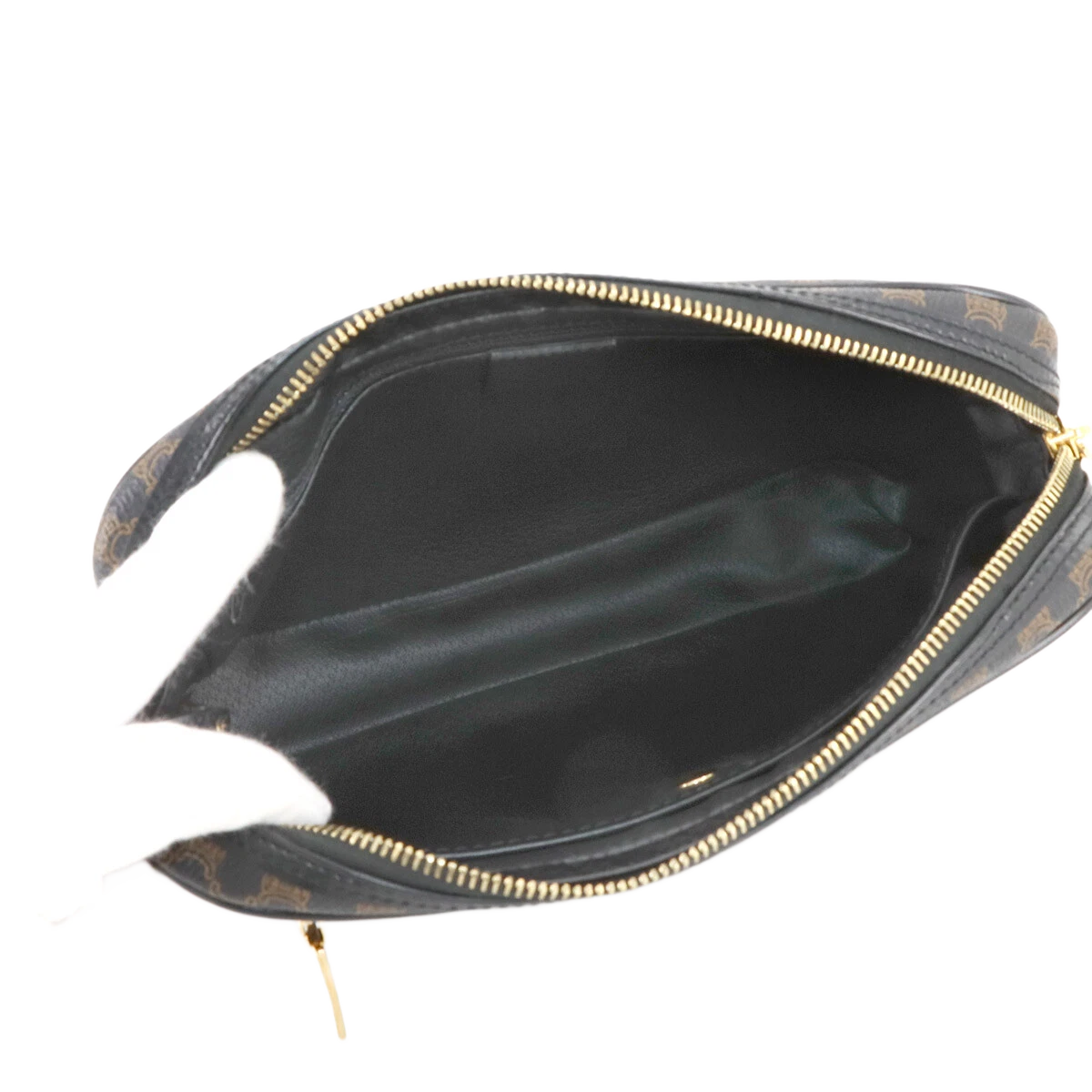 CELINE Macadam Clutch Bag Pouch Leather PVC Black Brown Vintage