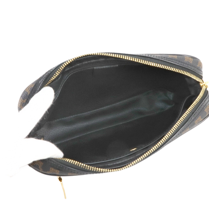 CELINE Macadam Clutch Bag Pouch Leather PVC Black Brown Vintage