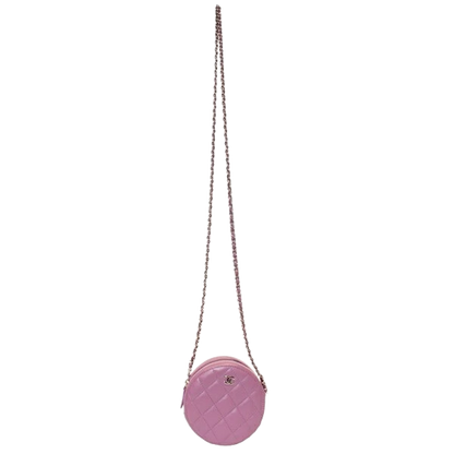 Chanel Matelasse Round Chain Shoulder Bag Lambskin Purple