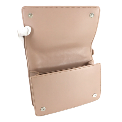 MIUMIU Matelasse Hand Chain Shoulder Bag Leather Pink Beige