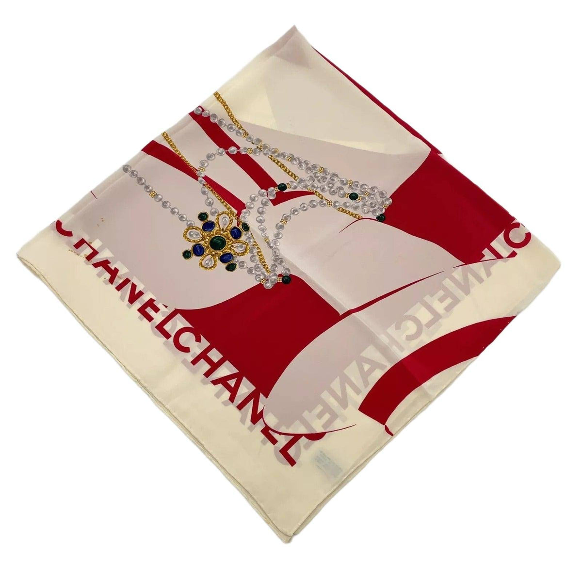 CHANEL Mademoiselle silhouette Silk Scarf W/Paper Case