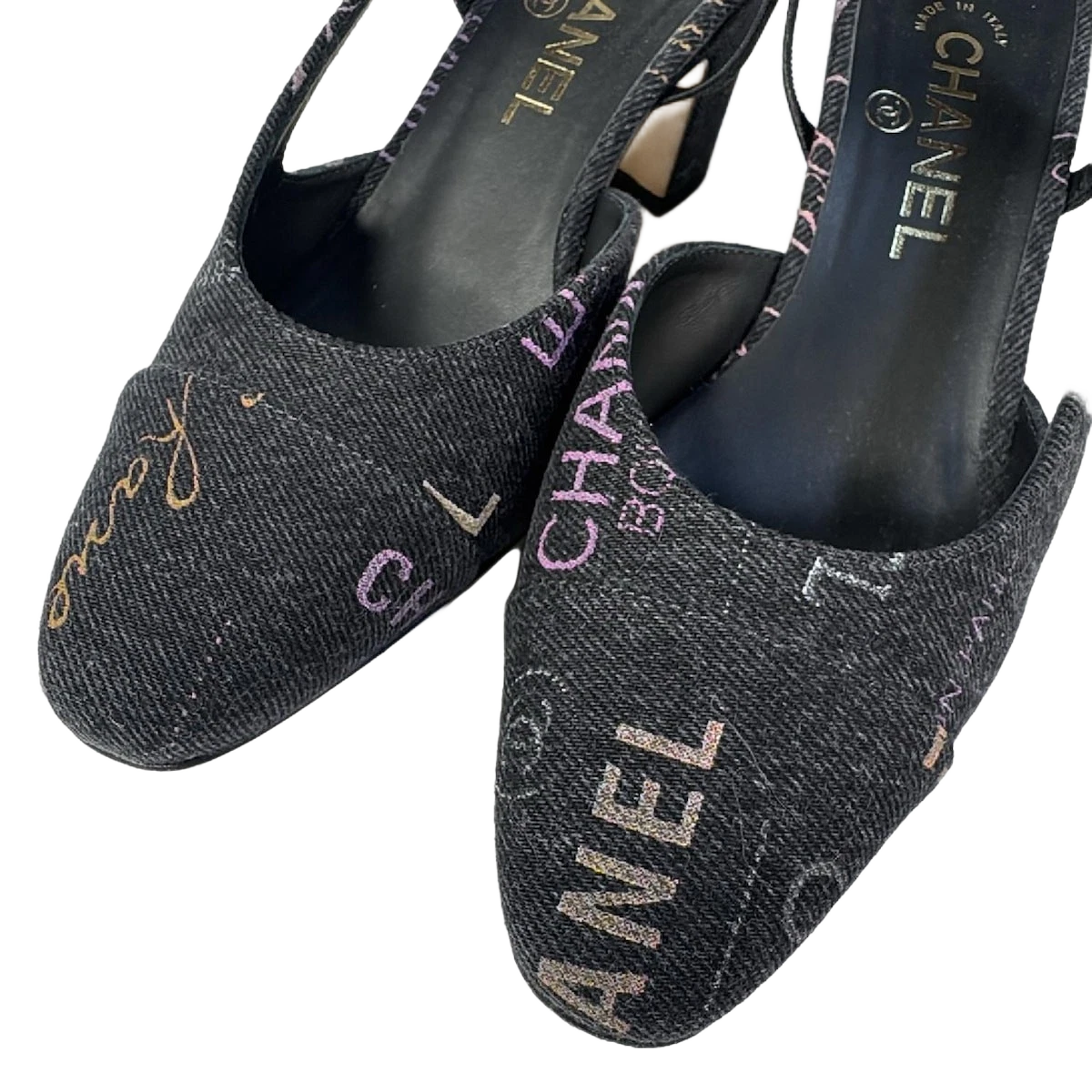 CHANEL Dark Gray Multi Denim Women's Sandals