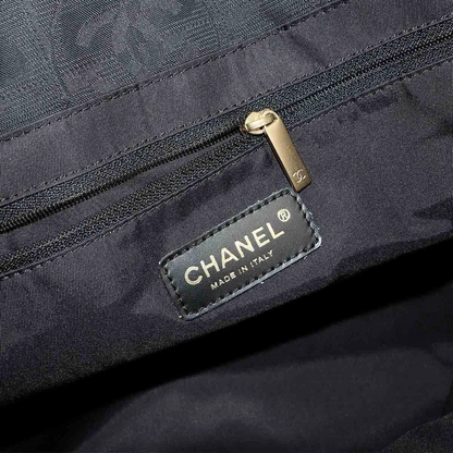 CHANEL New Travel Line Tote MM Bag Nylon Jacquard Leather Black A15991