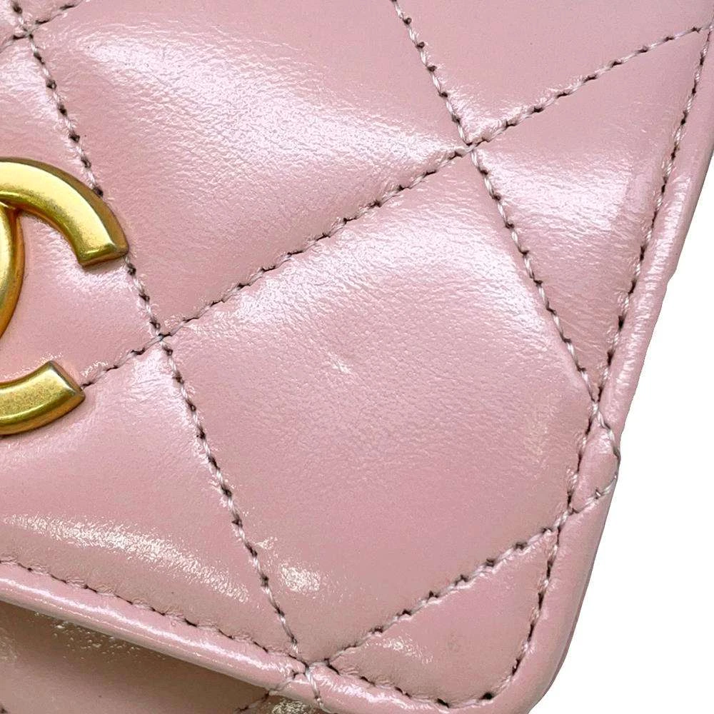 CHANEL Matelasse Chain wallet Leather Pink