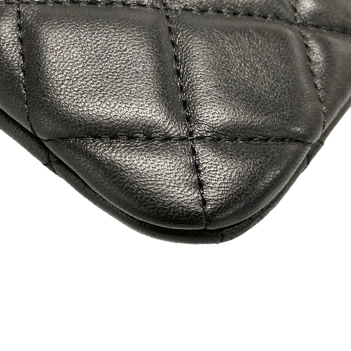CHANEL Matelasse Black Lambskin Clutch Bag Gold Hardware