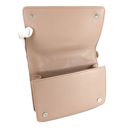 MIUMIU Matelasse Hand Chain Shoulder Bag Leather Pink Beige
