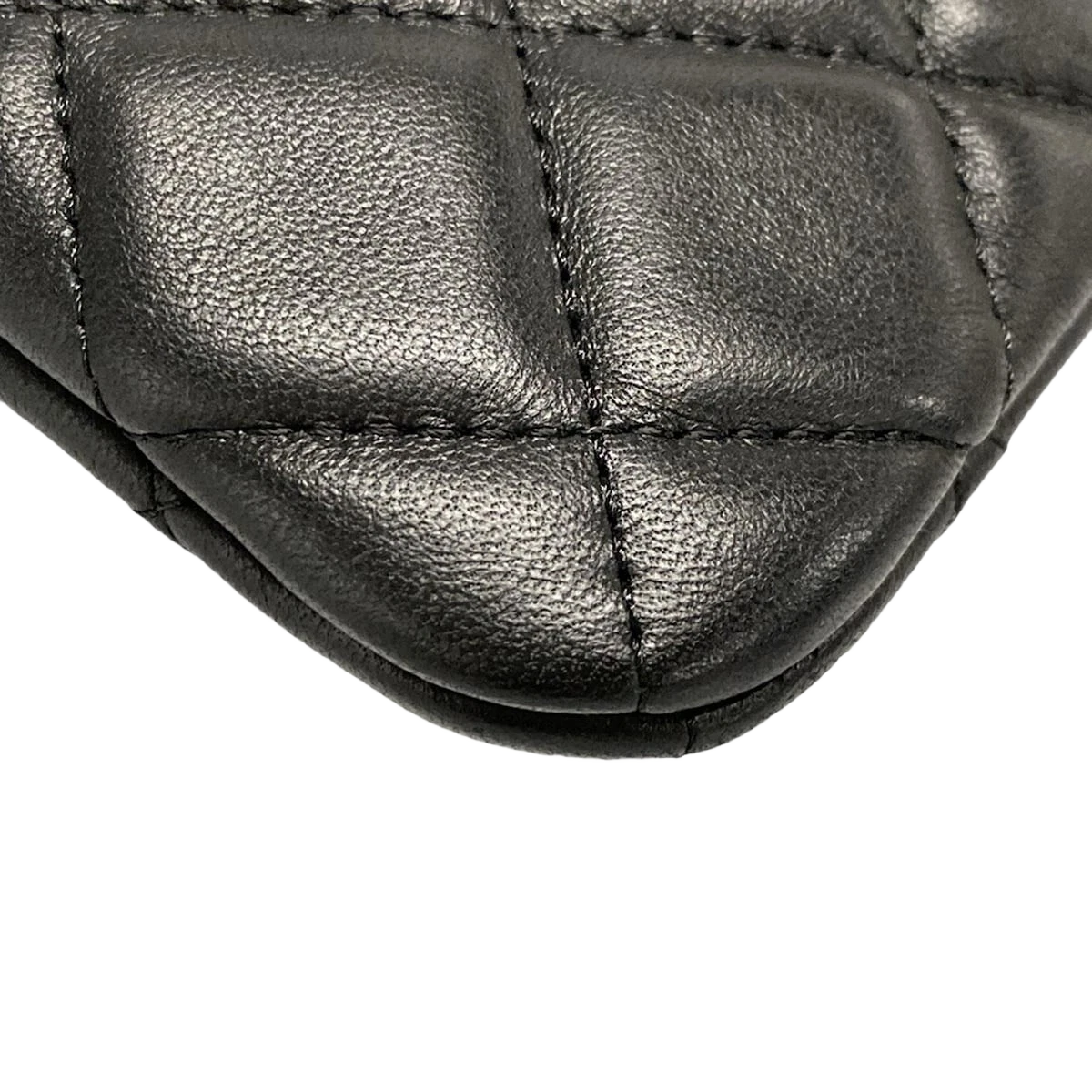 CHANEL Matelasse Black Lambskin Clutch Bag Gold Hardware