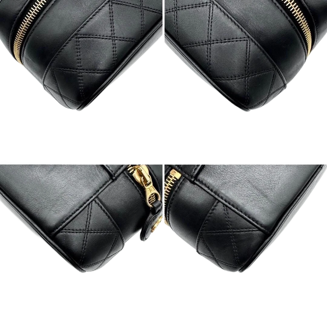 Chanel MATRASSE Vanity Bag Coco Mark Bicolore Lambskin Black Women’s