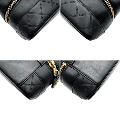 Chanel MATRASSE Vanity Bag Coco Mark Bicolore Lambskin Black Women’s