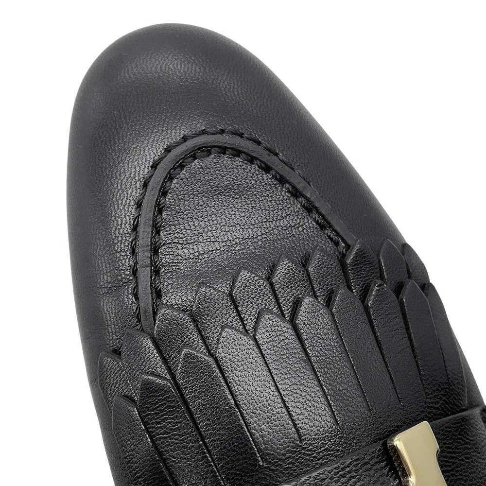 HERMES Mocassins Royale Size 37 Leather Black