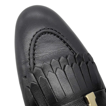 HERMES Mocassins Royale Size 37 Leather Black