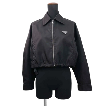 PRADA Re-Nylon Cropped Blouson Jacket Size 36 Nylon 100% Black