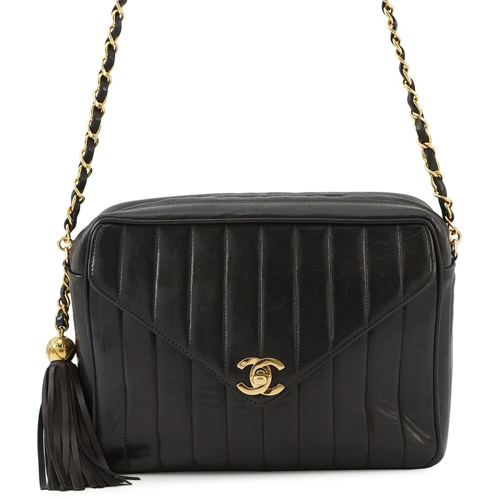 Chanel Mademoiselle Chain Shoulder Bag with Tassel in Black Lambskin