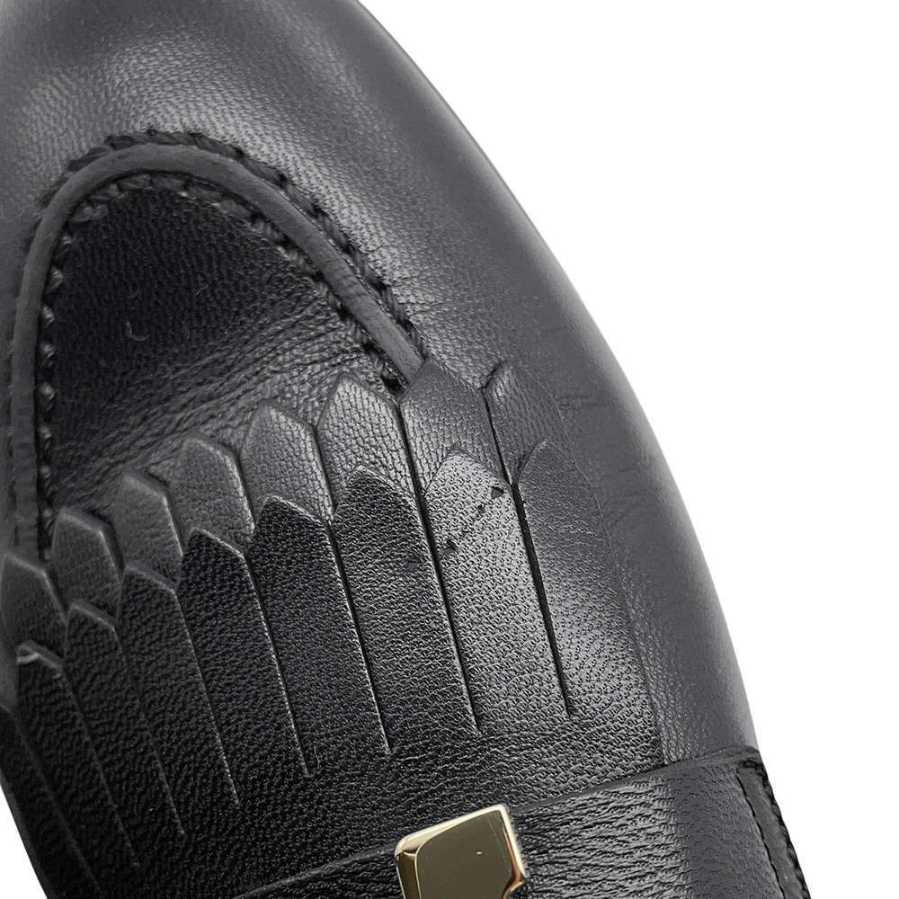 HERMES Mocassins Royale Size 37 Leather Black