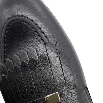 HERMES Mocassins Royale Size 37 Leather Black