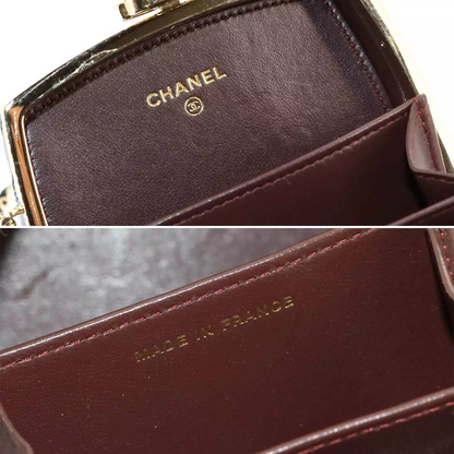 CHANEL Matelasse Chain Clutch Shoulder Bag Leather Black