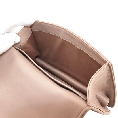 MIUMIU Matelasse Hand Chain Shoulder Bag Leather Pink Beige