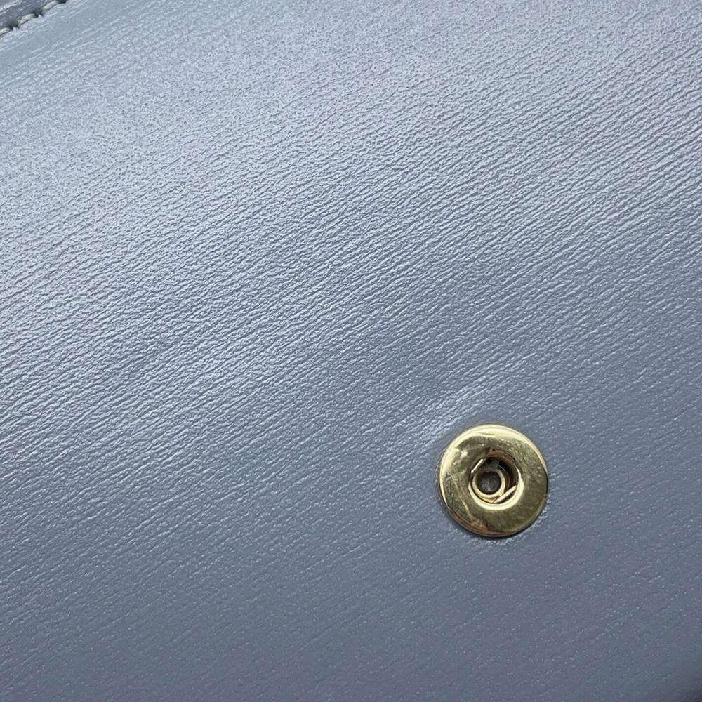 CELINE Triomphe Claude Shoulder Bag Size Mini Shiny Calf Leather Blue Gray