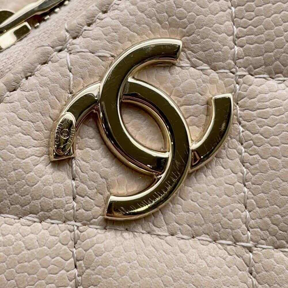 CHANEL Matelasse 2WAY Chain Vanity Bag Calfskin Beige