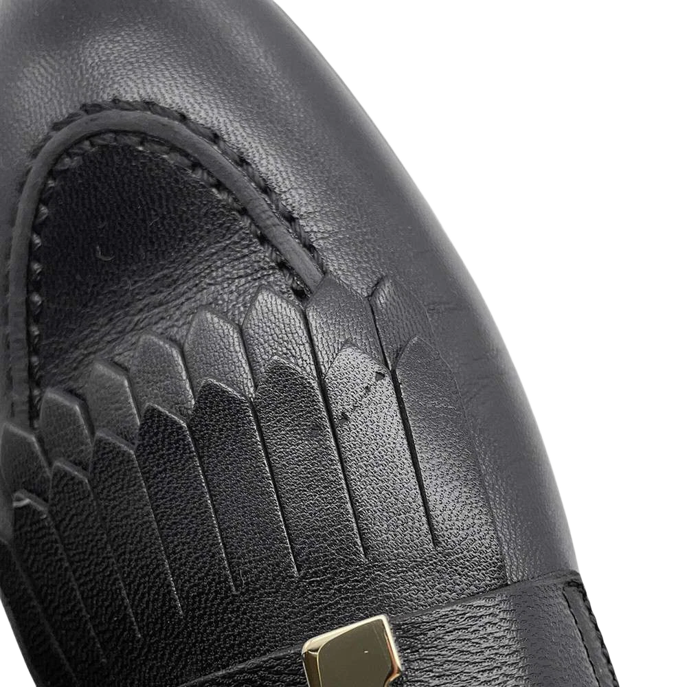 HERMES Mocassins Royale Size 37 Leather Black