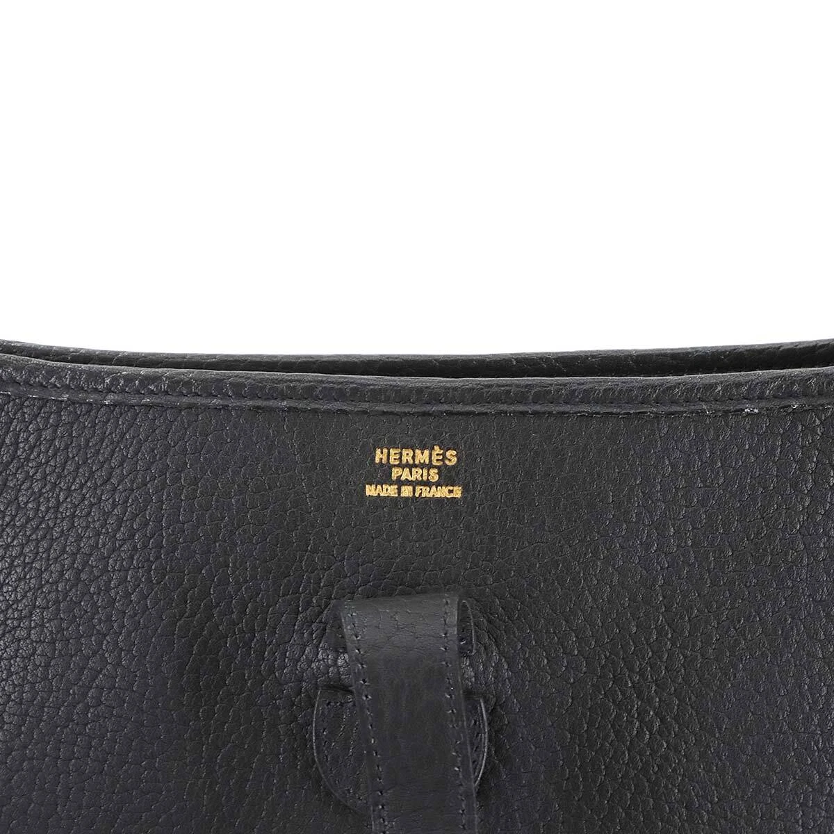 HERMES Evelyne GM Shoulder Bag Fjord Leather Black Purse