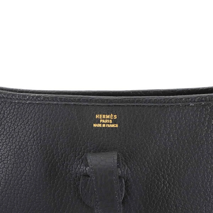 HERMES Evelyne GM Shoulder Bag Fjord Leather Black Purse