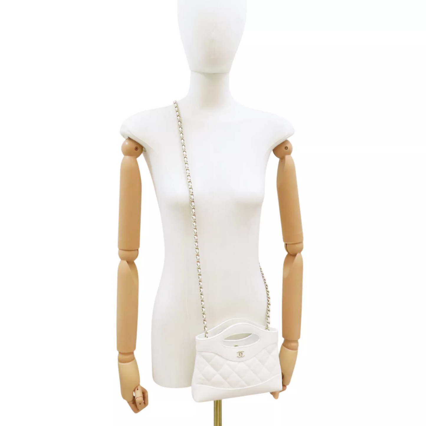 CHANEL 31 31 Nano Shoulder Handbag Calfskin White