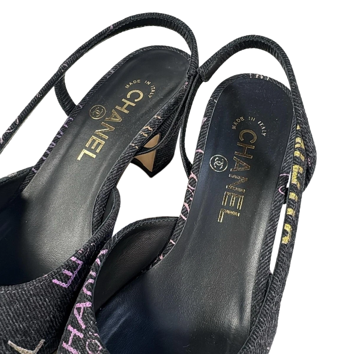 CHANEL Dark Gray Multi Denim Women's Sandals