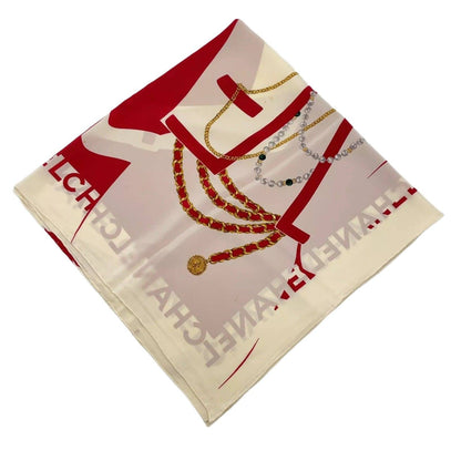 CHANEL Mademoiselle silhouette Silk Scarf W/Paper Case