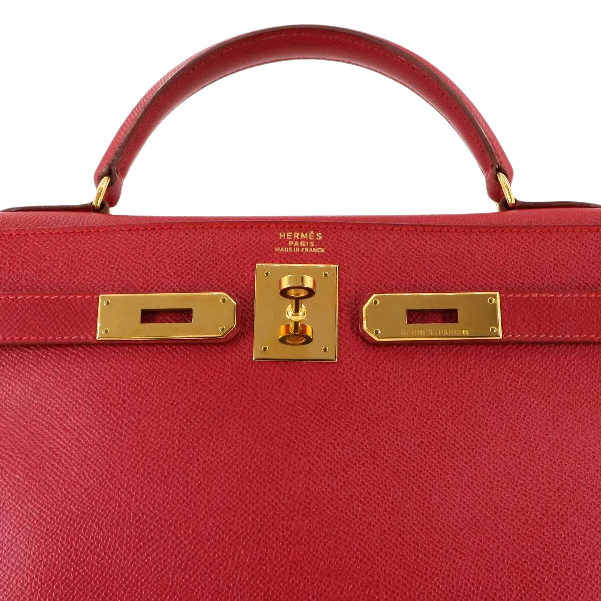 HERMES Kelly 32 2-Way Hand Shoulder Bag Couchevel Epsom Rouge Vif Purse