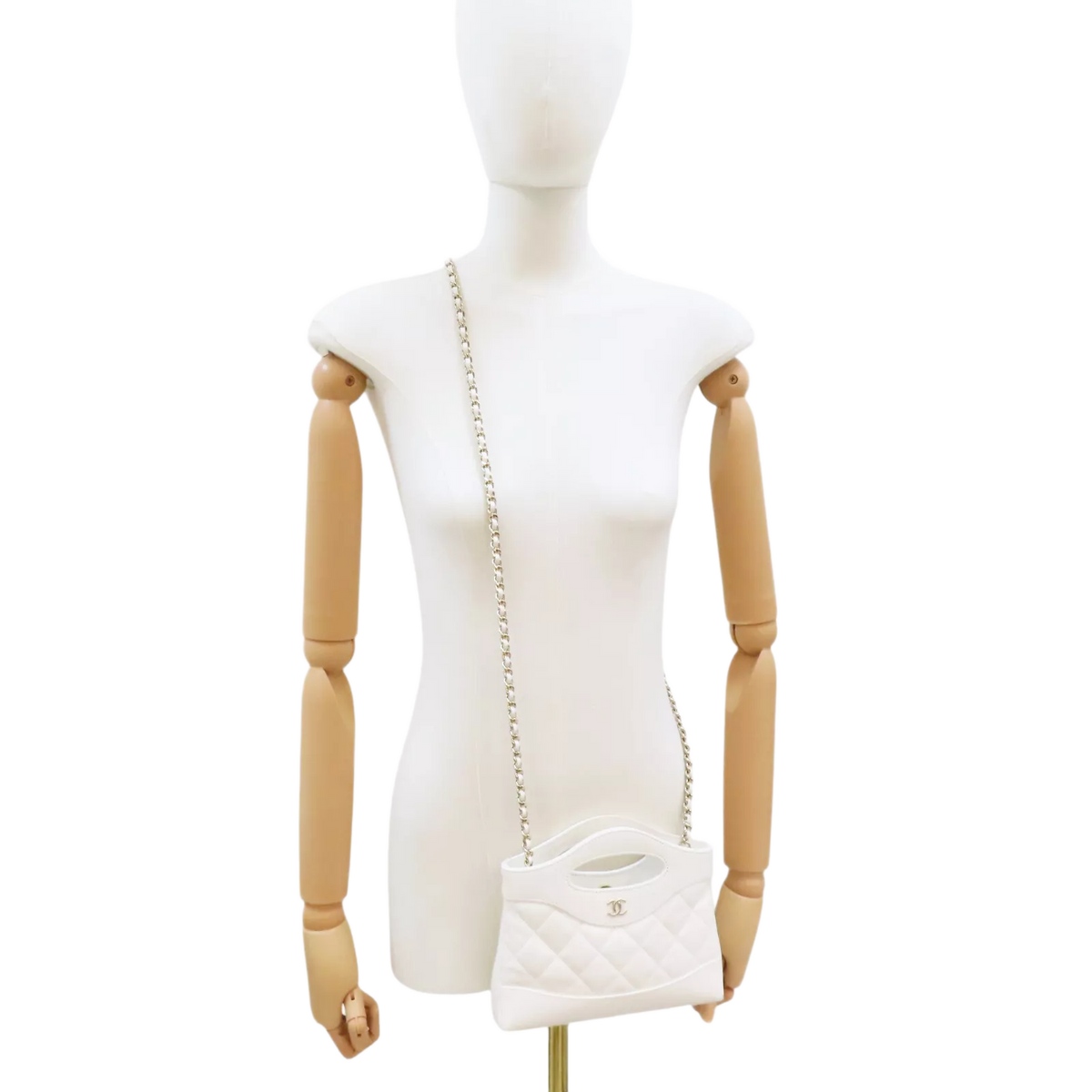 CHANEL 31 31 Nano Shoulder Handbag Calfskin White