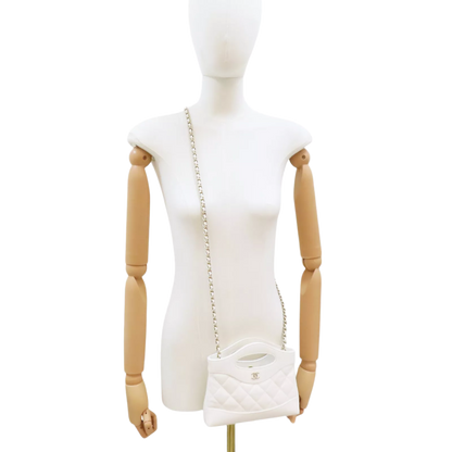 CHANEL 31 31 Nano Shoulder Handbag Calfskin White