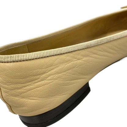 CHANEL Beige Black Lambskin Women's Shoes