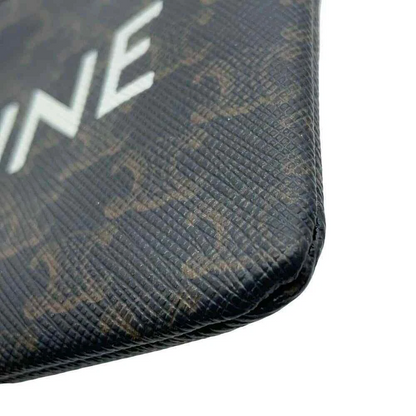 CELINE Triomphe Coin & Card Pouch PVC Coated Canvas Black